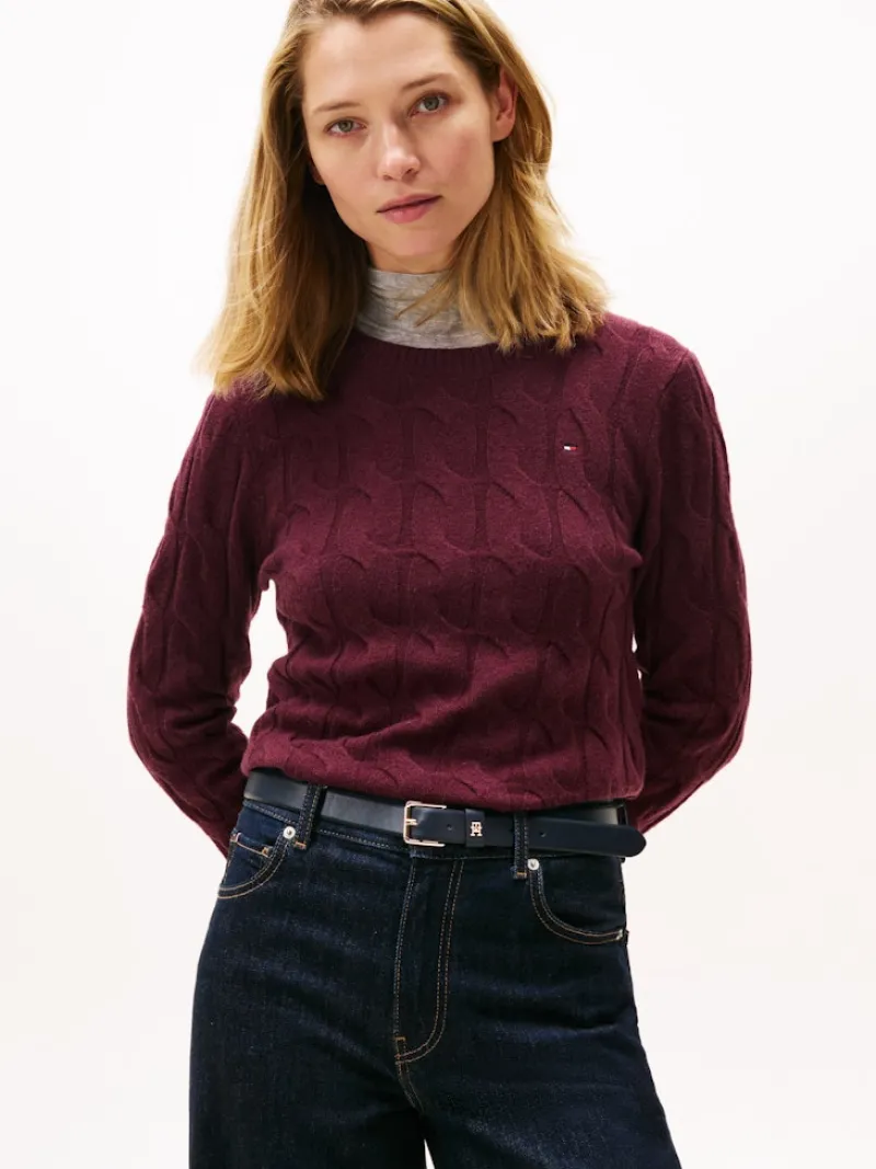 Tommy Hilfiger Pullover & Sweatshirts*SOFT WOOL CABLE C-NK LS SWT deep burgundy