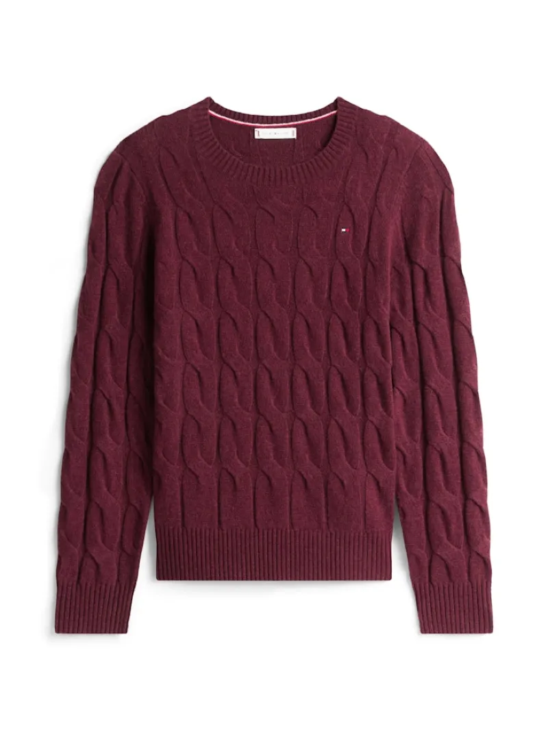 Tommy Hilfiger Pullover & Sweatshirts*SOFT WOOL CABLE C-NK LS SWT deep burgundy