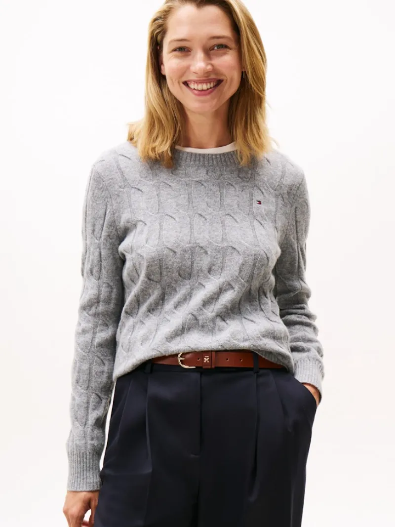 Tommy Hilfiger Pullover & Sweatshirts*SOFT WOOL CABLE C-NK LS SWT mid grey heather