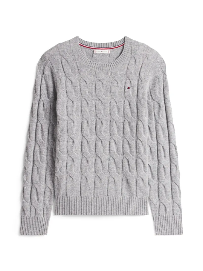 Tommy Hilfiger Pullover & Sweatshirts*SOFT WOOL CABLE C-NK LS SWT mid grey heather