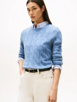 Tommy Hilfiger Pullover & Sweatshirts*SOFT WOOL CABLE C-NK LS SWT brisk blue