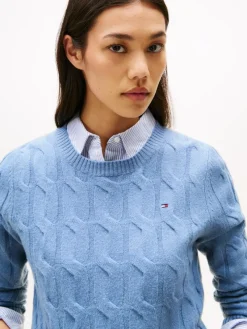 Tommy Hilfiger Pullover & Sweatshirts*SOFT WOOL CABLE C-NK LS SWT brisk blue