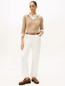 Tommy Hilfiger Pullover & Sweatshirts*SOFT WOOL V-NK LS SWEATER safari canvas heather