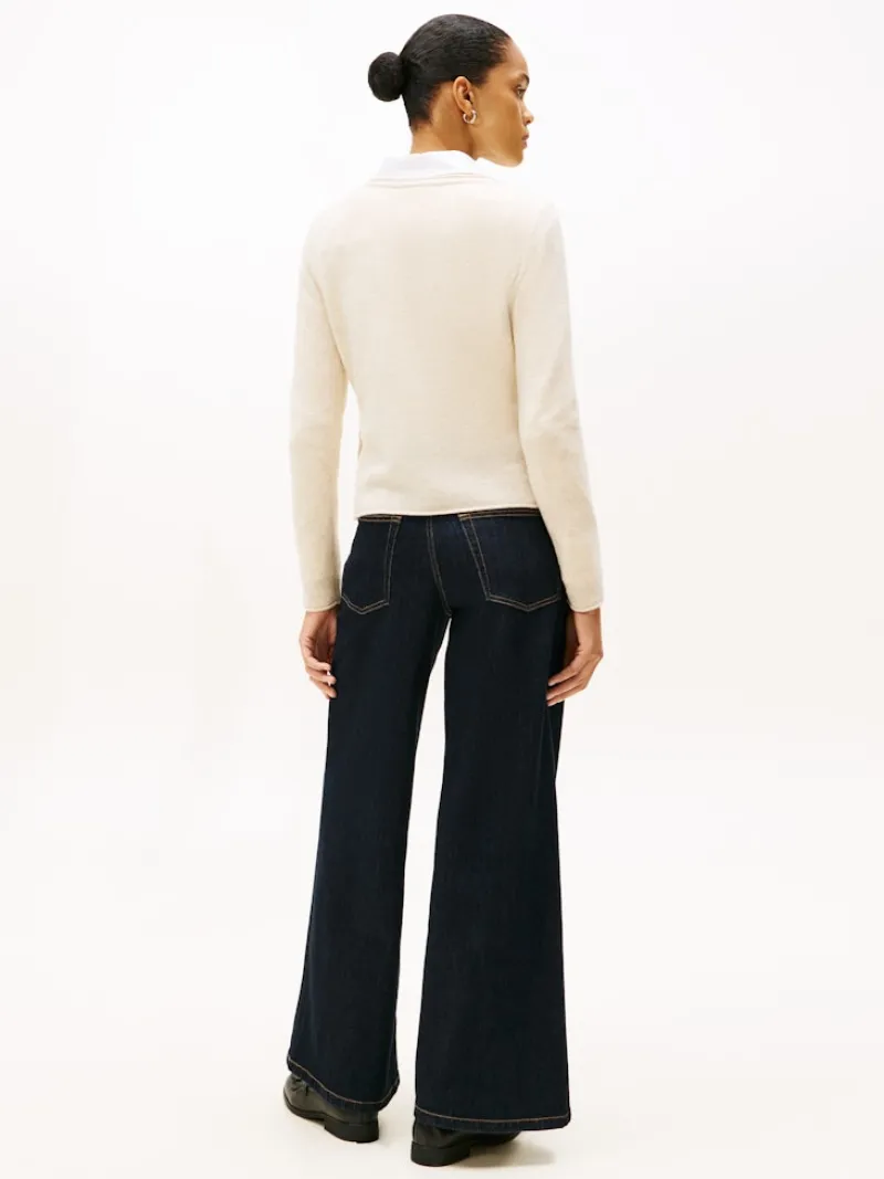 Tommy Hilfiger Pullover & Sweatshirts*SOFT WOOL V-NK LS SWEATER heather oatmilk