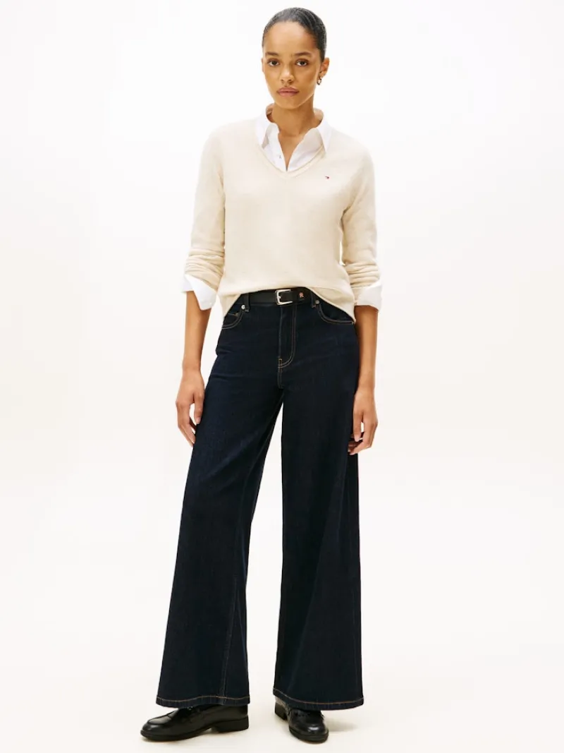 Tommy Hilfiger Pullover & Sweatshirts*SOFT WOOL V-NK LS SWEATER heather oatmilk