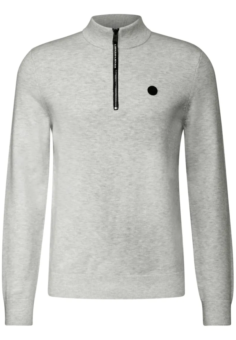 Street One Men Pullover & Sweatshirts|Big Boys*Softer Halfzip Pullover frost grey melange