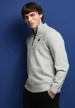 Street One Men Pullover & Sweatshirts|Big Boys*Softer Halfzip Pullover frost grey melange