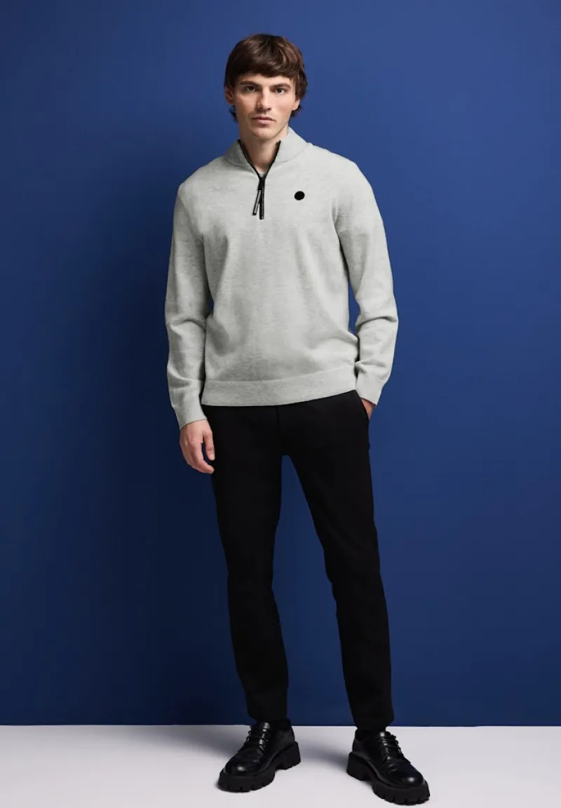 Street One Men Pullover & Sweatshirts|Big Boys*Softer Halfzip Pullover frost grey melange
