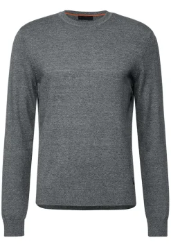 Street One Men Pullover & Sweatshirts|Big Boys*Softer Mouliné Pullover stone grey melange