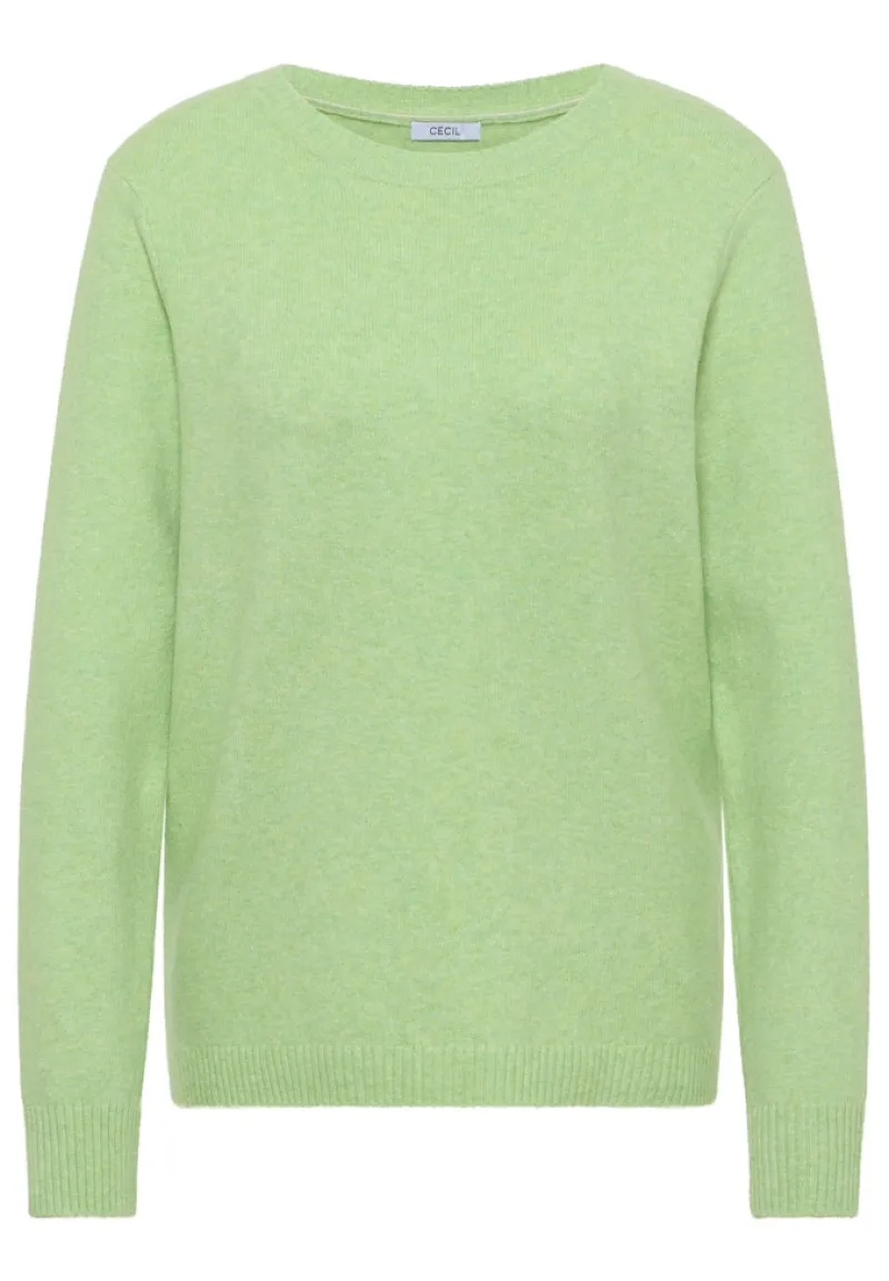 Cecil Pullover & Sweatshirts*Softer Pullover in Unifarbe bamboo green melange