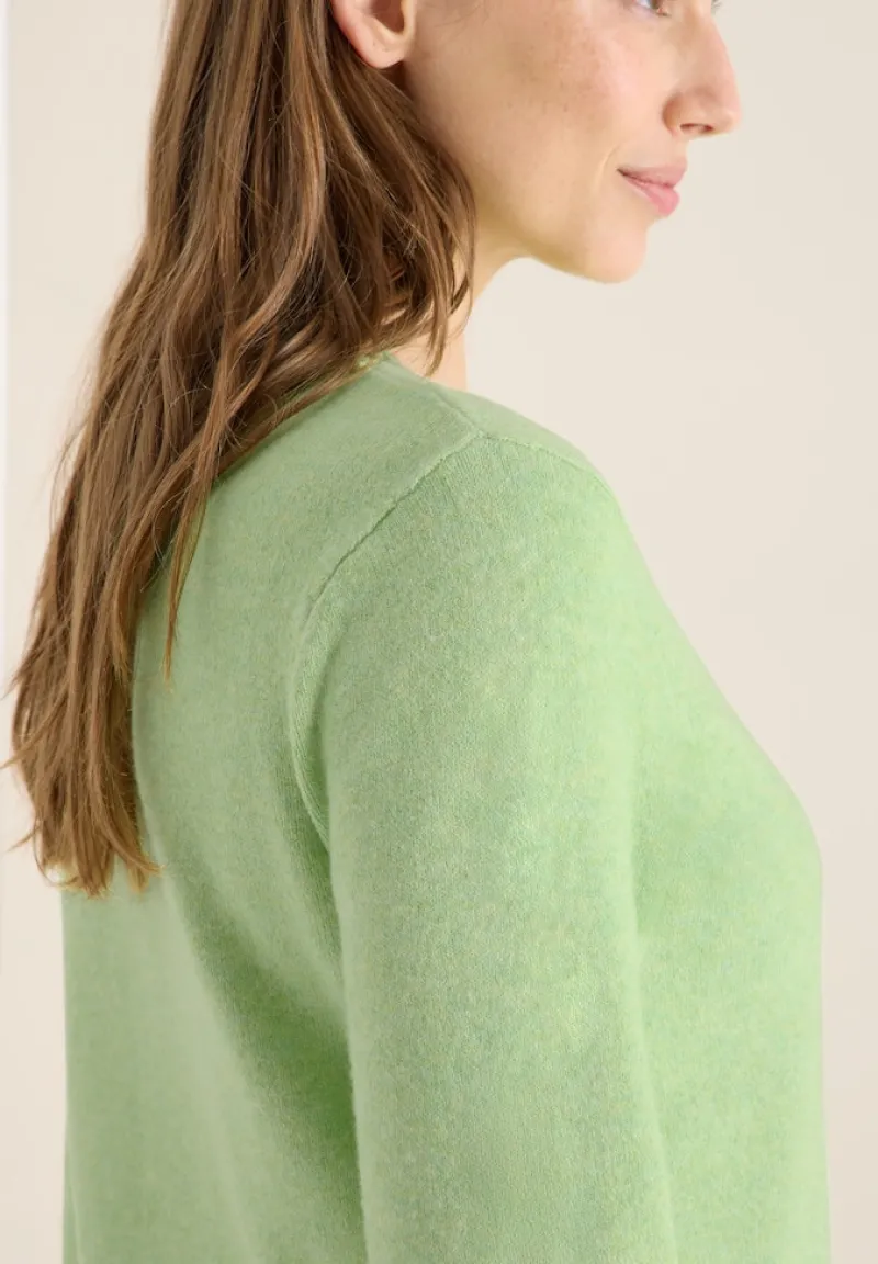 Cecil Pullover & Sweatshirts*Softer Pullover in Unifarbe bamboo green melange