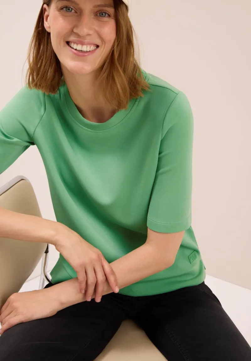 Cecil Shirts*Softes Cupro Touch T-Shirt fennel green