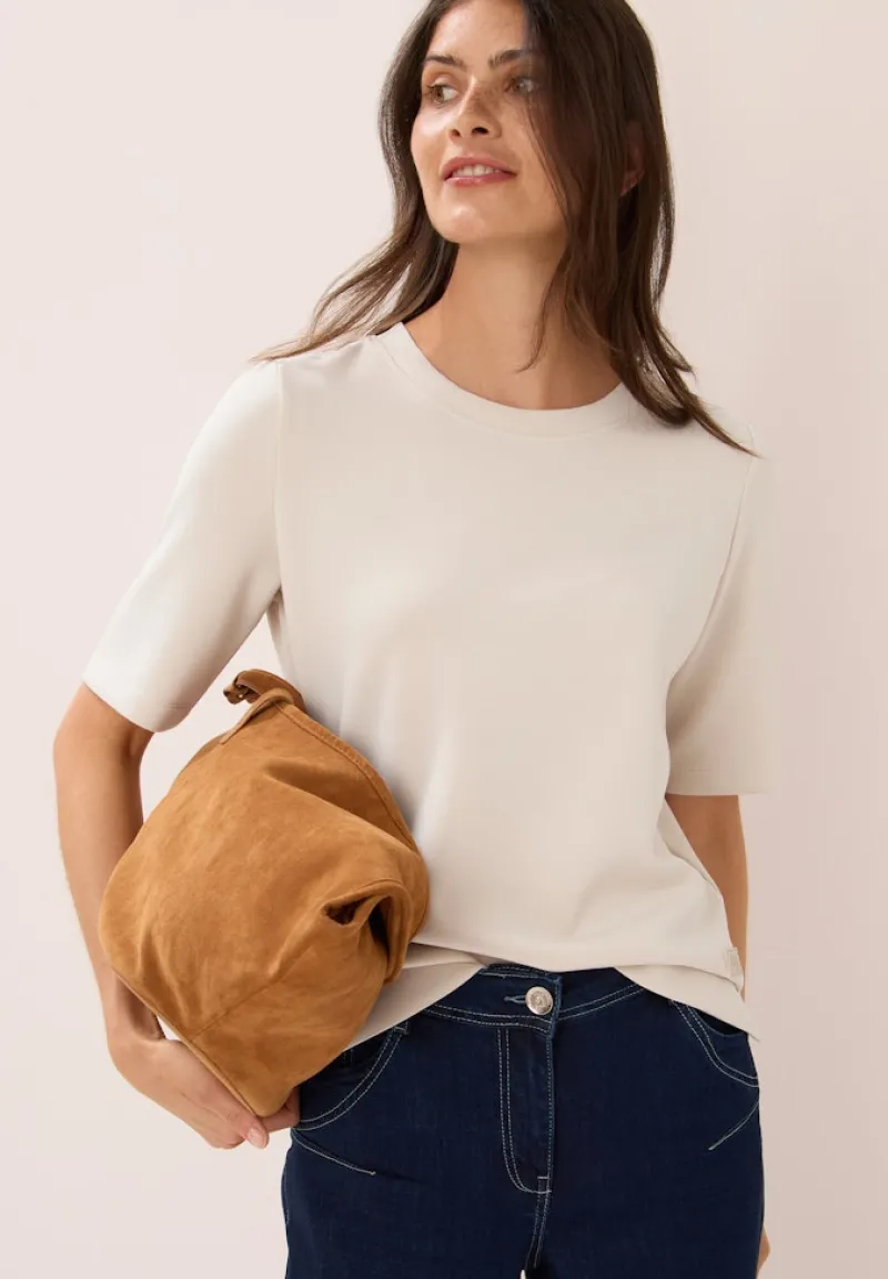 Cecil Shirts*Softes Cupro Touch T-Shirt oat milk beige
