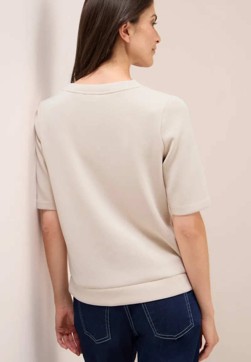 Cecil Shirts*Softes Cupro Touch T-Shirt oat milk beige