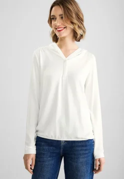 Street One Shirts*Softes Kapuzenshirt off white