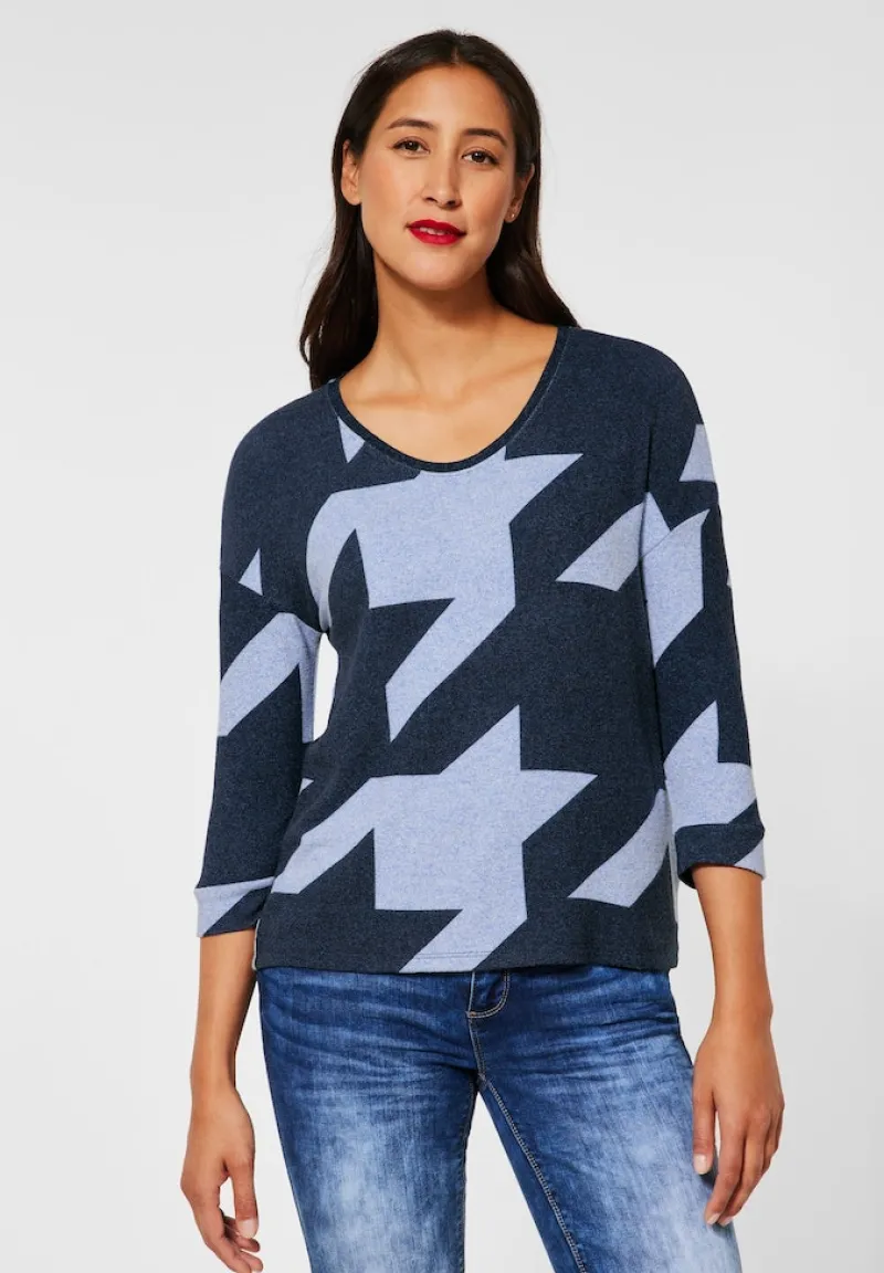 Street One Shirts*Softes Shirt mit Muster mighty blue melange