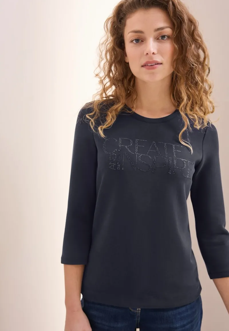 Cecil Pullover & Sweatshirts*Softes Shirt mit Wording universal blue