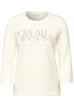 Cecil Pullover & Sweatshirts*Softes Shirt mit Wording vanilla white