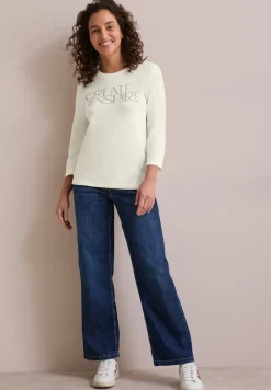 Cecil Pullover & Sweatshirts*Softes Shirt mit Wording vanilla white