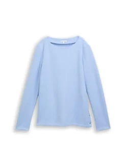 Tom Tailor Pullover & Sweatshirts*Soft-Touch Sweatshirt mit Knopf-Details mid blue melange