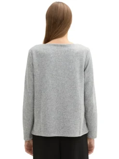 Tom Tailor Pullover & Sweatshirts*Soft-Touch Sweatshirt mit Knopf-Details medium silver grey melange