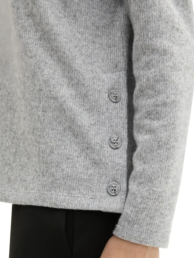 Tom Tailor Pullover & Sweatshirts*Soft-Touch Sweatshirt mit Knopf-Details medium silver grey melange