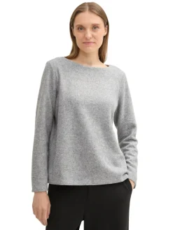 Tom Tailor Pullover & Sweatshirts*Soft-Touch Sweatshirt mit Knopf-Details medium silver grey melange