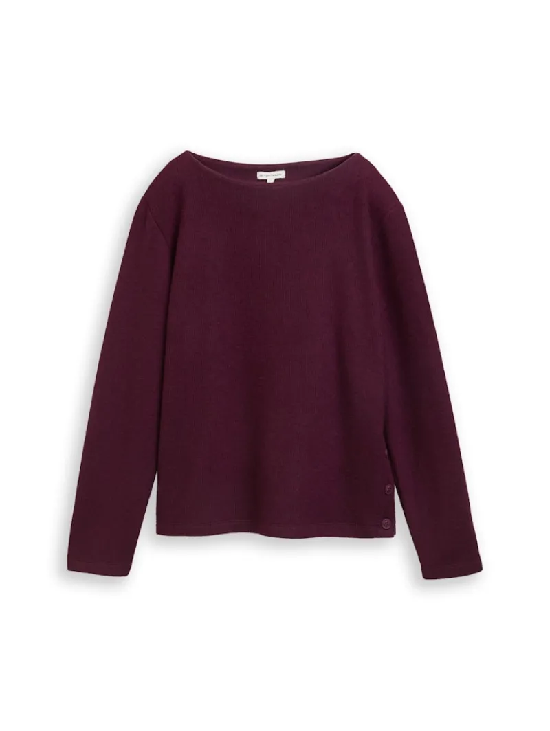 Tom Tailor Pullover & Sweatshirts*Soft-Touch Sweatshirt mit Knopf-Details dark red mélange