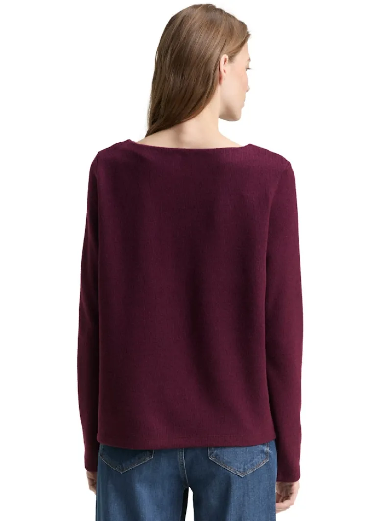 Tom Tailor Pullover & Sweatshirts*Soft-Touch Sweatshirt mit Knopf-Details dark red mélange