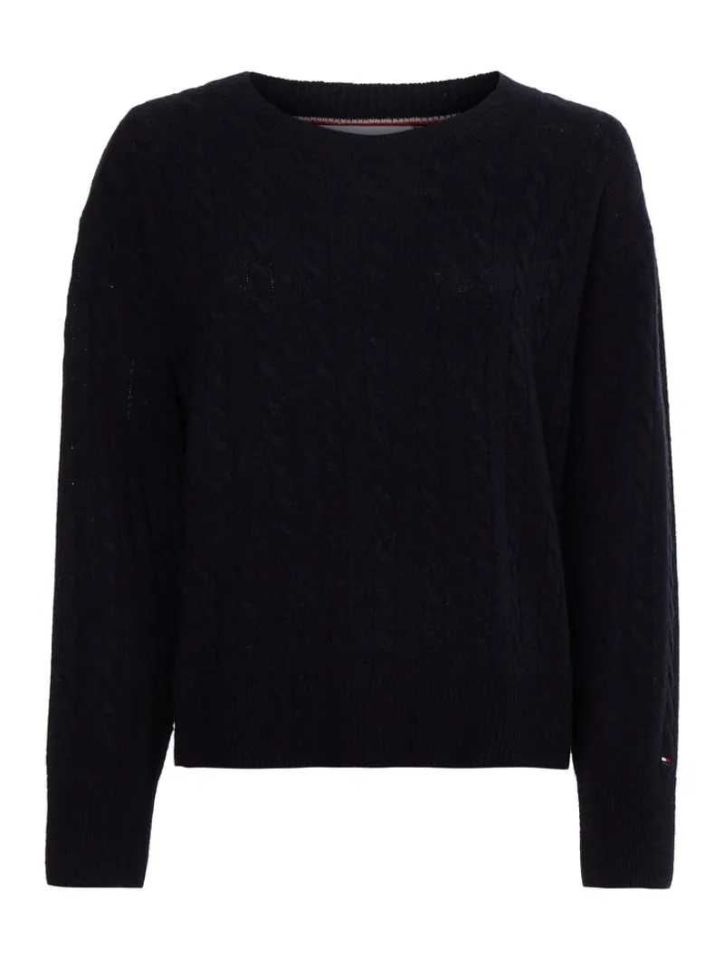 Tommy Hilfiger Pullover & Sweatshirts*SOFTWOOL CABLE C-NK SWEATER desert sky