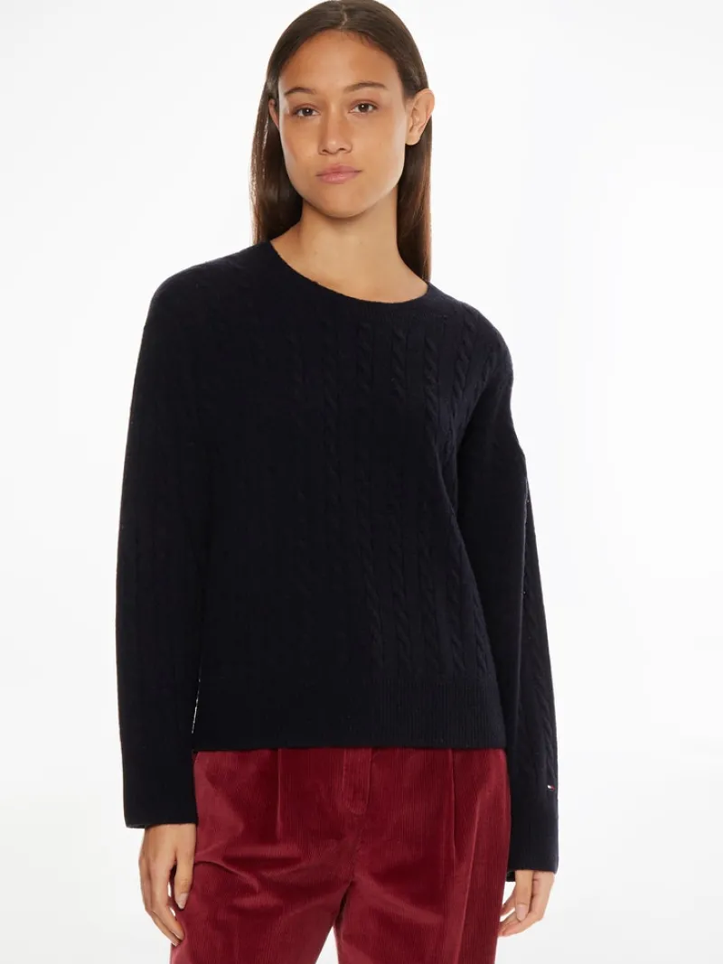 Tommy Hilfiger Pullover & Sweatshirts*SOFTWOOL CABLE C-NK SWEATER desert sky