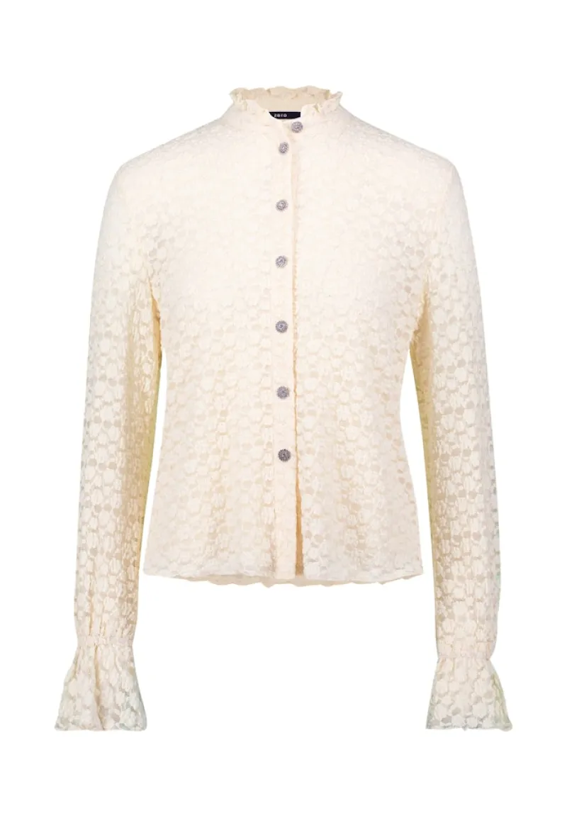 Zero Blusen*Spitzenbluse mit Knopfleiste Eggnog