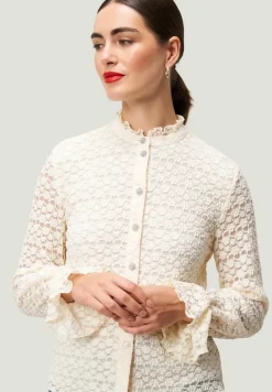 Zero Blusen*Spitzenbluse mit Knopfleiste Eggnog