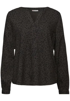 Street One Blusen*Split Neck Leo Bluse darkest brown