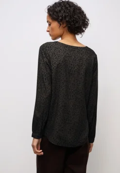 Street One Blusen*Split Neck Leo Bluse darkest brown