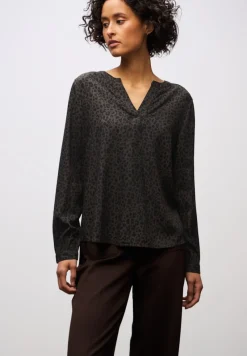 Street One Blusen*Split Neck Leo Bluse darkest brown