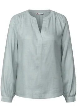 Street One Blusen*Split Neck Melange Tunika nile blue mel.