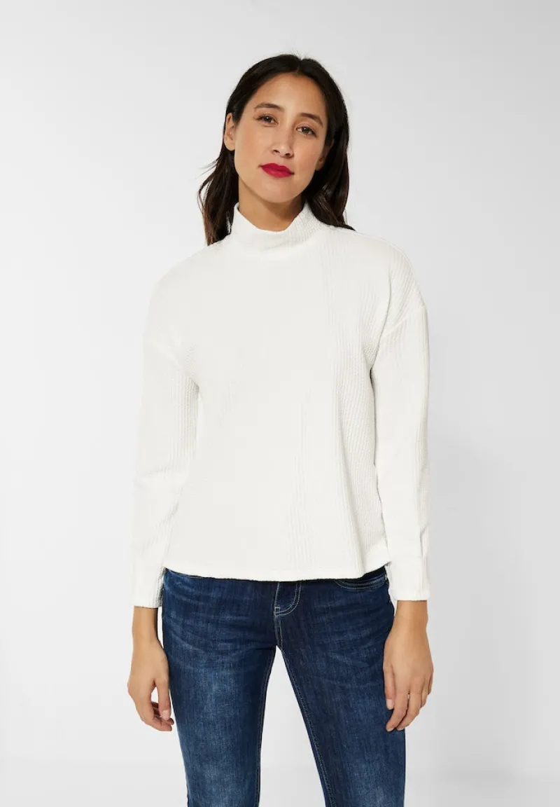 Street One Pullover & Sweatshirts*Stehkragenshirt mit Struktur off white