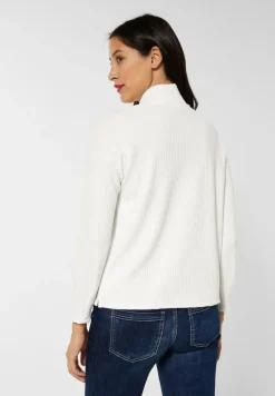 Street One Pullover & Sweatshirts*Stehkragenshirt mit Struktur off white