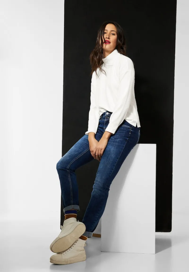 Street One Pullover & Sweatshirts*Stehkragenshirt mit Struktur off white