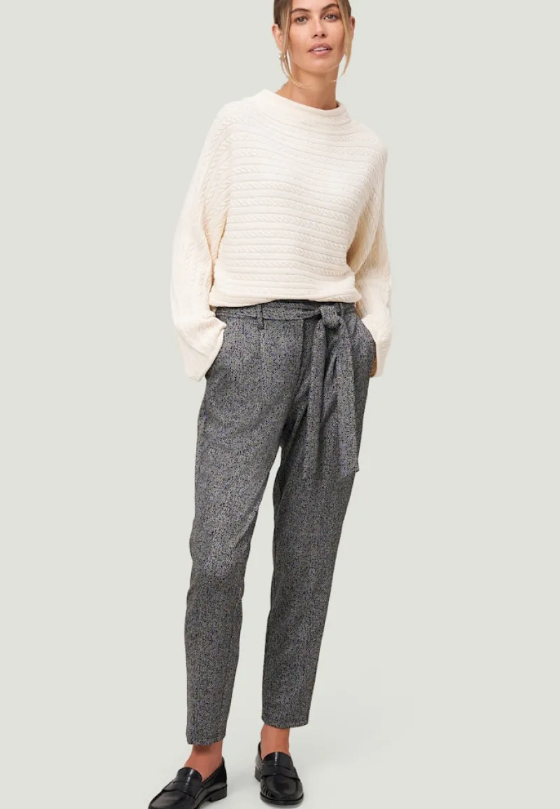 Zero Hosen*Stoffhose Herringbone mit Bindegürtel 28 Inch blackcream