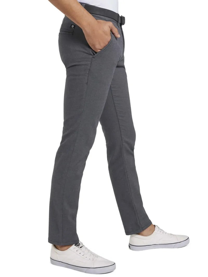 Tom Tailor Denim Hosen*Straight Fit Chino Hose mit Gürtel anthra dobby yarn dye