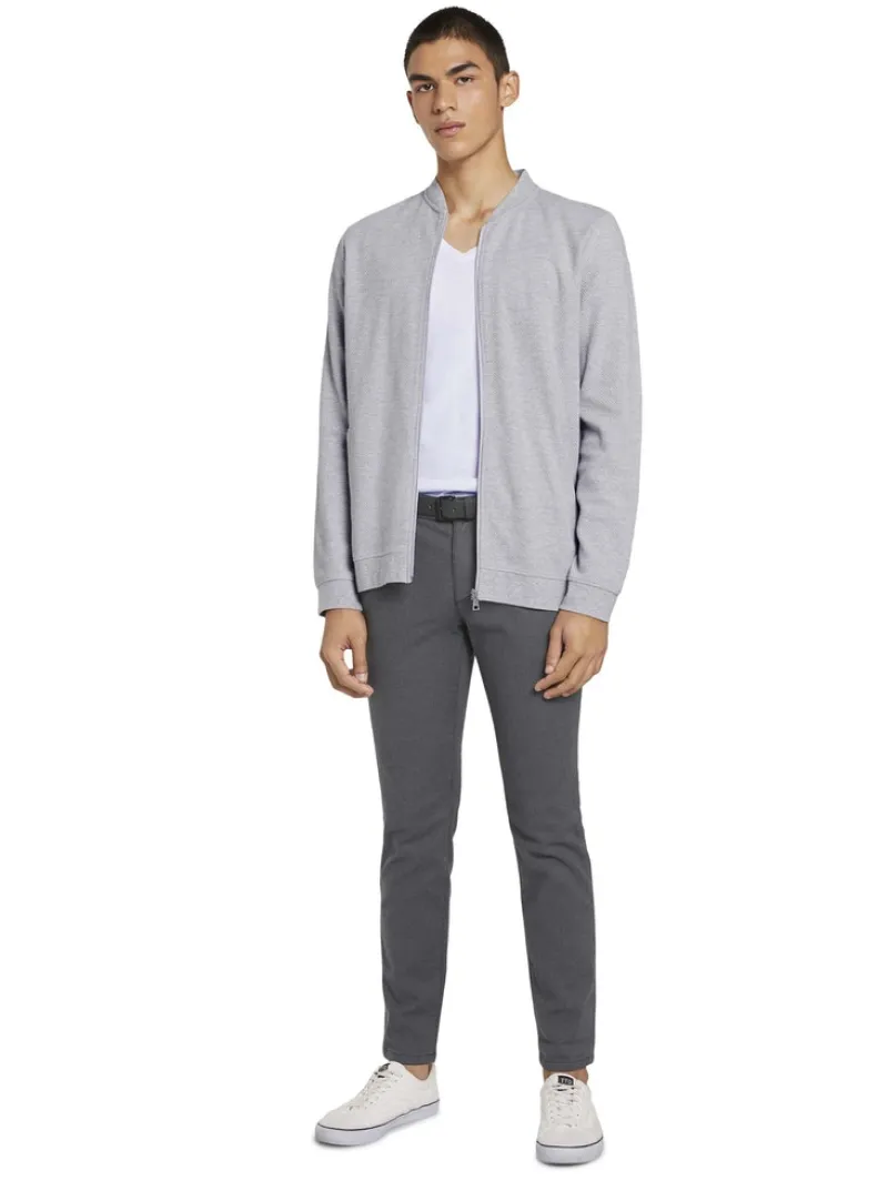 Tom Tailor Denim Hosen*Straight Fit Chino Hose mit Gürtel anthra dobby yarn dye