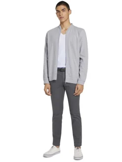 Tom Tailor Denim Hosen*Straight Fit Chino Hose mit Gürtel anthra dobby yarn dye