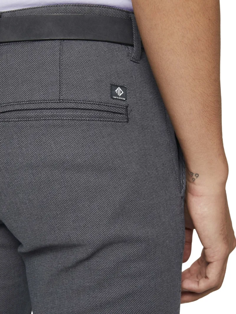 Tom Tailor Denim Hosen*Straight Fit Chino Hose mit Gürtel anthra dobby yarn dye
