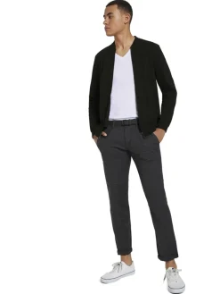 Tom Tailor Denim Hosen*Straight Fit Chino Hose mit Gürtel grey brown check yarn dye