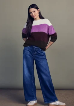 STREET ONE STUDIO Pullover & Sweatshirts*Streifen Federgarnpullover soft beige