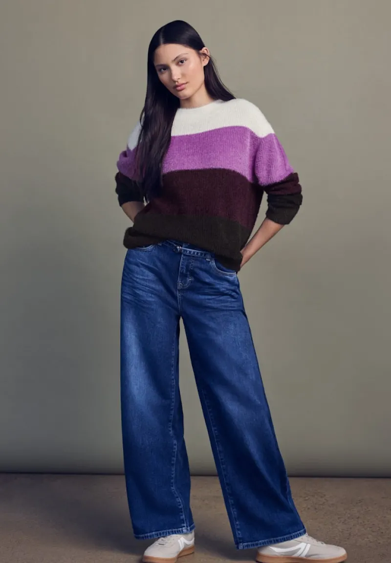 STREET ONE STUDIO Pullover & Sweatshirts*Streifen Federgarnpullover soft beige