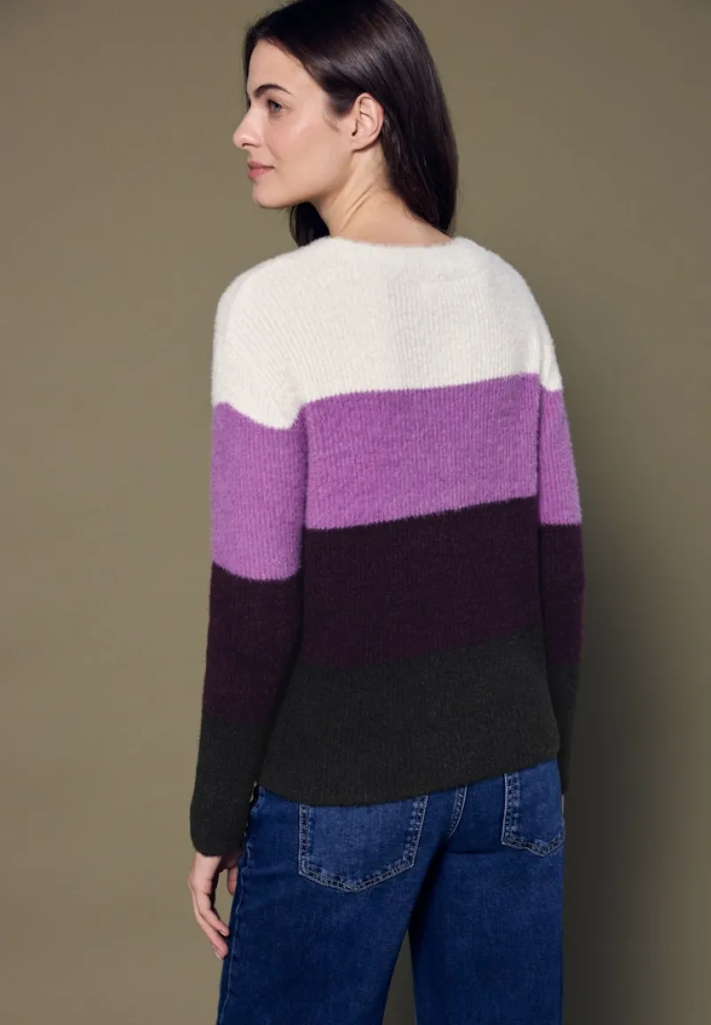 STREET ONE STUDIO Pullover & Sweatshirts*Streifen Federgarnpullover soft beige