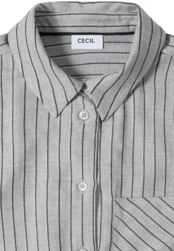 Cecil Blusen*Streifen Flanell-Hemdbluse luna grey melange